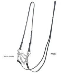 M. Toulouse Platinum Curb Rein & Bradoon Strap Conversion Set - Black/Hook Studs
