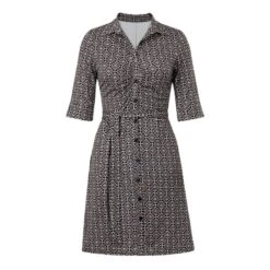 EQL Women's Belted Knit Dress - Black Bit Geo -Ovation Sale Shop 644679 800 800