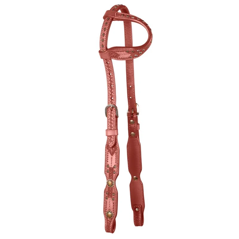 Western Rawhide Country Legend Basket Stamped One Ear Headstall W/Conchos - Chestnut 1 Western Rawhide Country Legend Basket Stamped One Ear Headstall W/Conchos - Chestnut