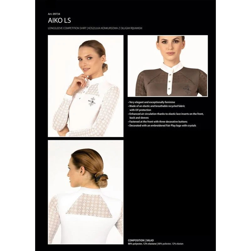 Fair Play Women's Aiko Long Sleeve Competition Shirt - Black 4 Fair Play Women's Aiko Long Sleeve Competition Shirt - Black - Image 4