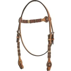 Western Rawhide Red Beads Browband Headstall - Golden