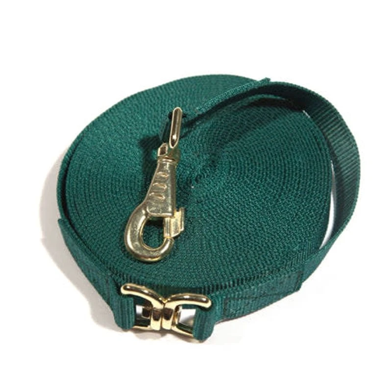 Kensington 30ft Flat Nylon Lunge Line - Hunter W/Goldtone 1 Kensington 30ft Flat Nylon Lunge Line - Hunter W/Goldtone
