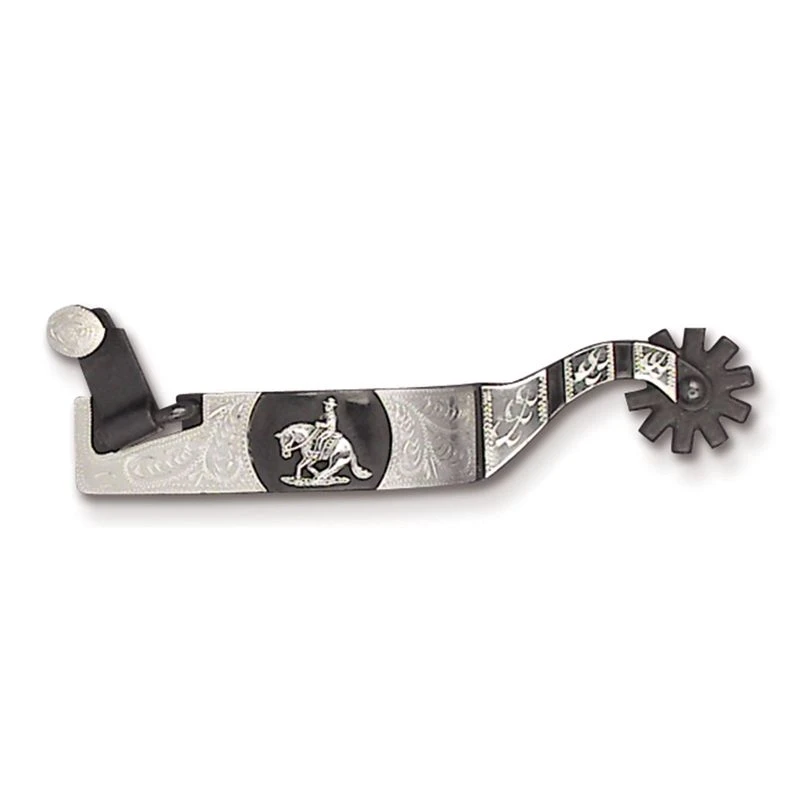 Toklat 7/8" German Silver Trim Band Reining Spur - Black Satin 1 Toklat 7/8" German Silver Trim Band Reining Spur - Black Satin