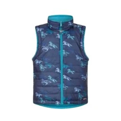 Kerrits Kids' Pony Tracks Reversible Quilted Vest - Ink Run Free/Peacock -Ovation Sale Shop 683001 800 800