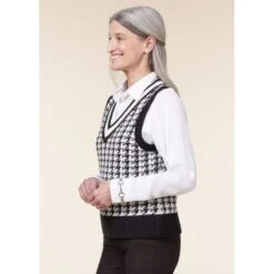 EQL Women's Houndstooth Sweater Vest - Black/Soft White -Ovation Sale Shop 694433 800 800