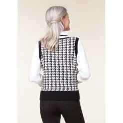 EQL Women's Houndstooth Sweater Vest - Black/Soft White -Ovation Sale Shop 694434 800 800