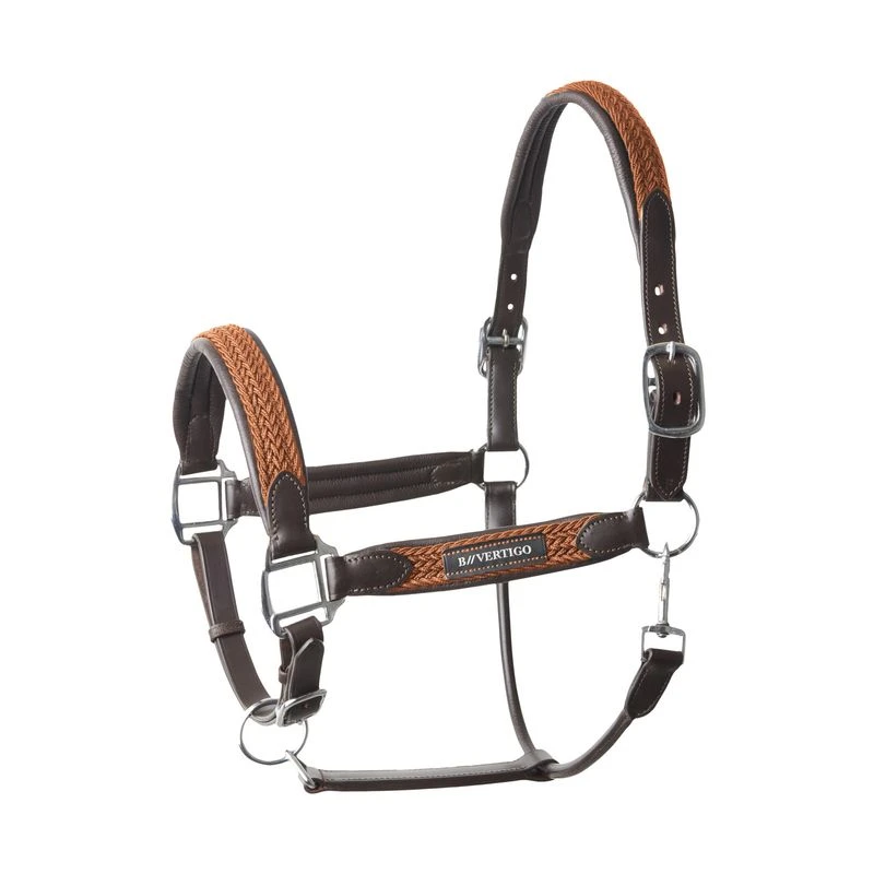 B Vertigo Evolve Leather Halter W/Braided Accents - Leather Brown 1 B Vertigo Evolve Leather Halter W/Braided Accents - Leather Brown