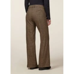EQL Women's Chelsea Houndstooth Plaid Wide Leg Pants - Camel/Black -Ovation Sale Shop 700264 800 800