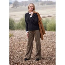 EQL Women's Chelsea Houndstooth Plaid Wide Leg Pants - Camel/Black -Ovation Sale Shop 700266 800 800