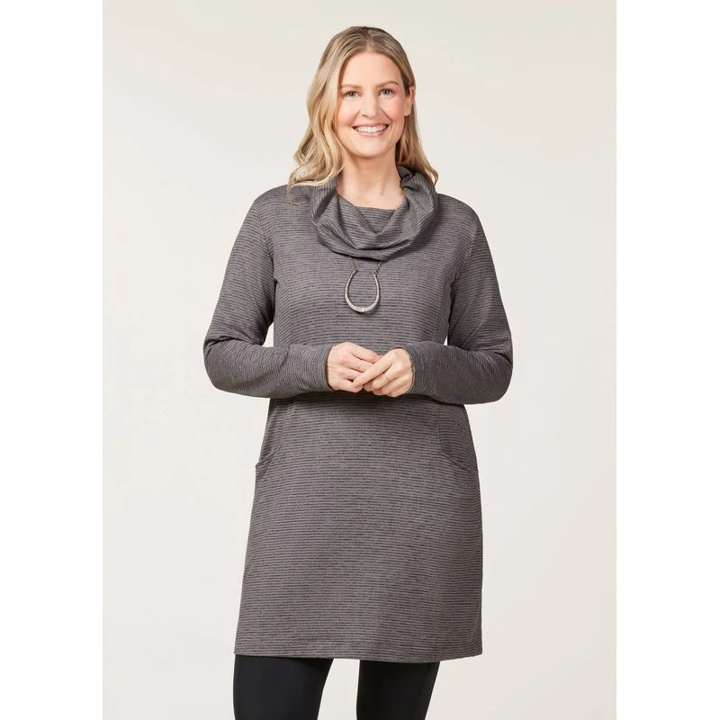 EQL Women's Textured Cowl Neck Dress - Peppercorn 2 EQL Women's Textured Cowl Neck Dress - Peppercorn - Image 2