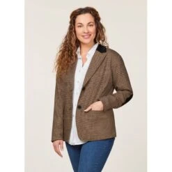 EQL Women's Chelsea Houndstooth Plaid Blazer - Camel/Black -Ovation Sale Shop 700397 800 800