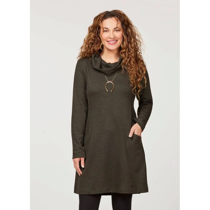 EQL Women's Textured Cowl Neck Dress - Evergreen 2 EQL Women's Textured Cowl Neck Dress - Evergreen - Image 2