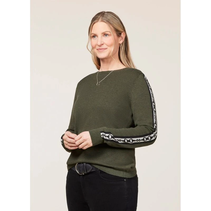 EQL Women's Snaffle Stripe Sweater - Hunter/Navy 2 EQL Women's Snaffle Stripe Sweater - Hunter/Navy - Image 2