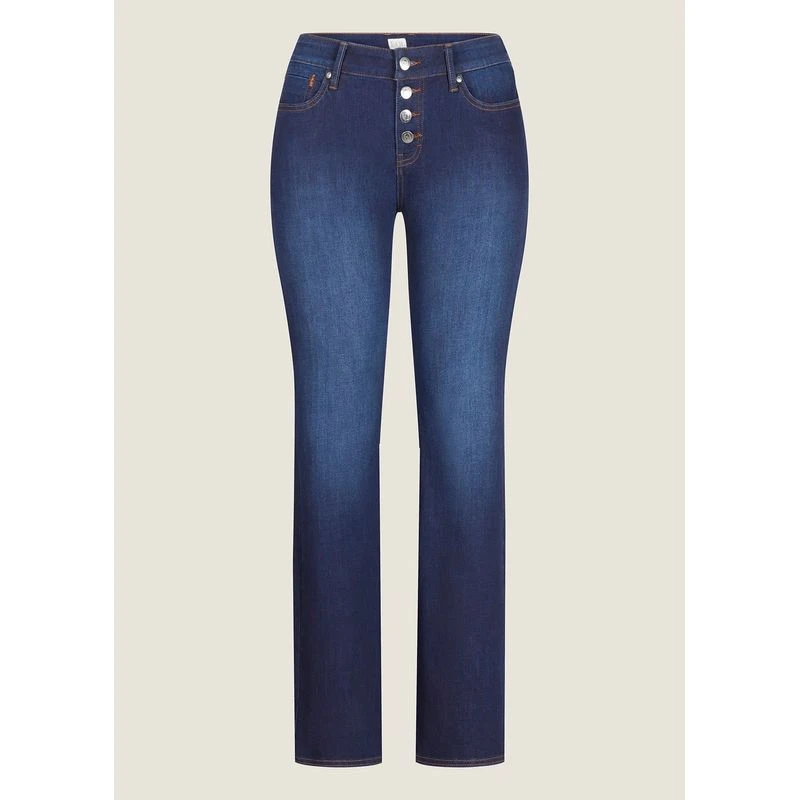 EQL Women's In Motion Button Fly Straight Leg Jeans - Midnight Wash 1 EQL Women's In Motion Button Fly Straight Leg Jeans - Midnight Wash