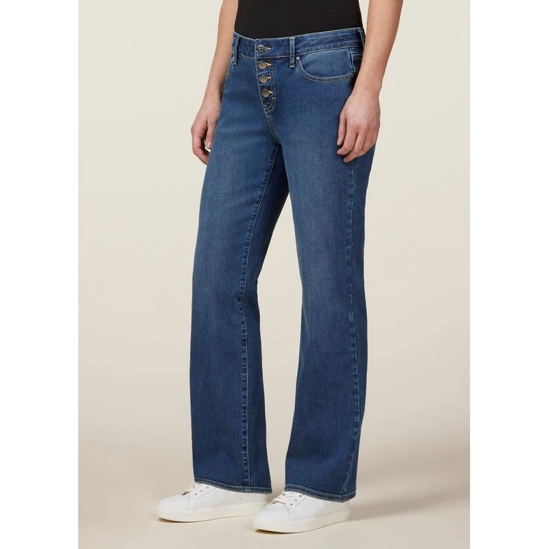 EQL Women's In Motion Button Fly Straight Leg Jeans - Midnight Wash 3 EQL Women's In Motion Button Fly Straight Leg Jeans - Midnight Wash - Image 3