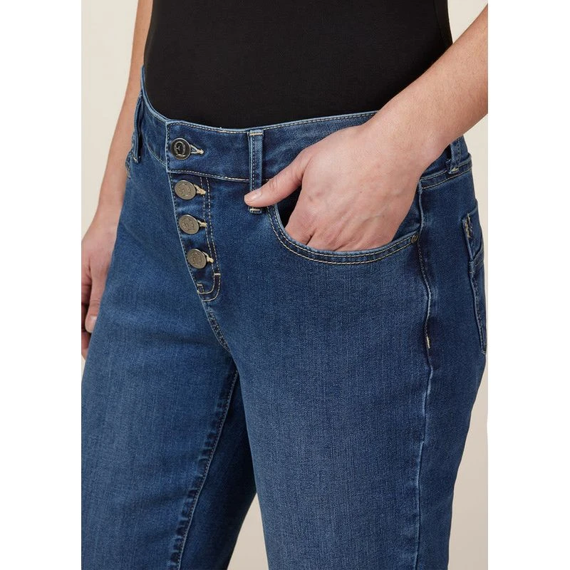 EQL Women's In Motion Button Fly Straight Leg Jeans - Midnight Wash 6 EQL Women's In Motion Button Fly Straight Leg Jeans - Midnight Wash - Image 6