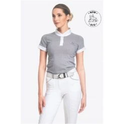 Cavalliera Women's Universe Short Sleeve Show Shirt - White/Black Microstripe -Ovation Sale Shop 712589 800 800